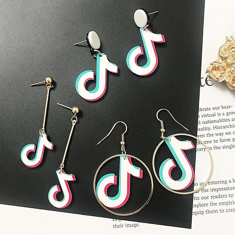 Acrylic Music Note Drop Earrings for Women