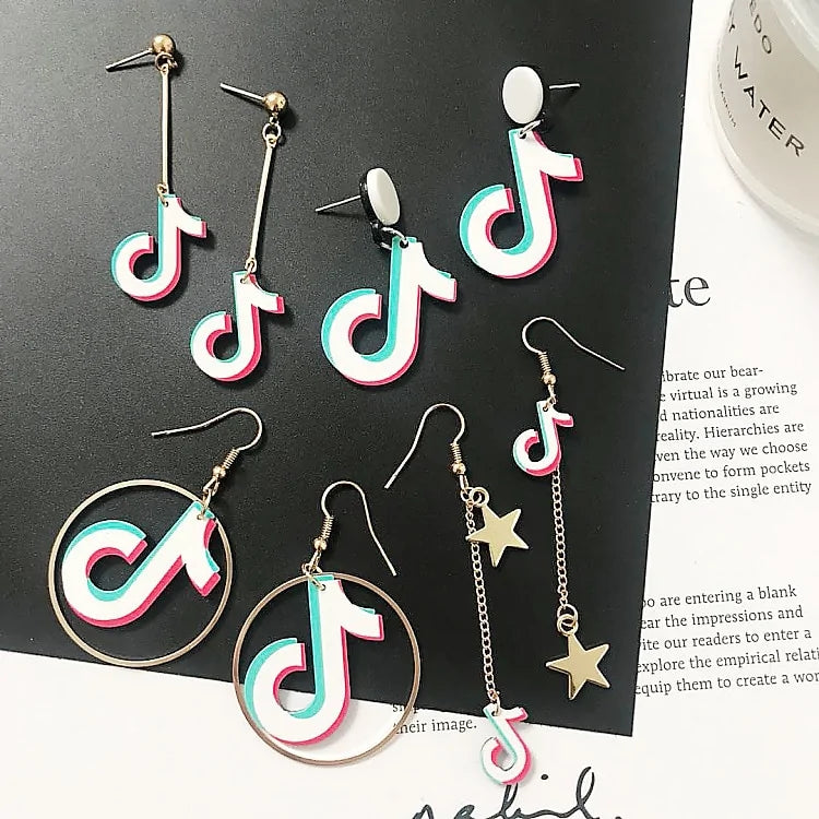 Acrylic Music Note Drop Earrings for Women