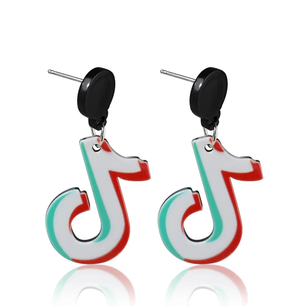 Acrylic Music Note Drop Earrings for Women