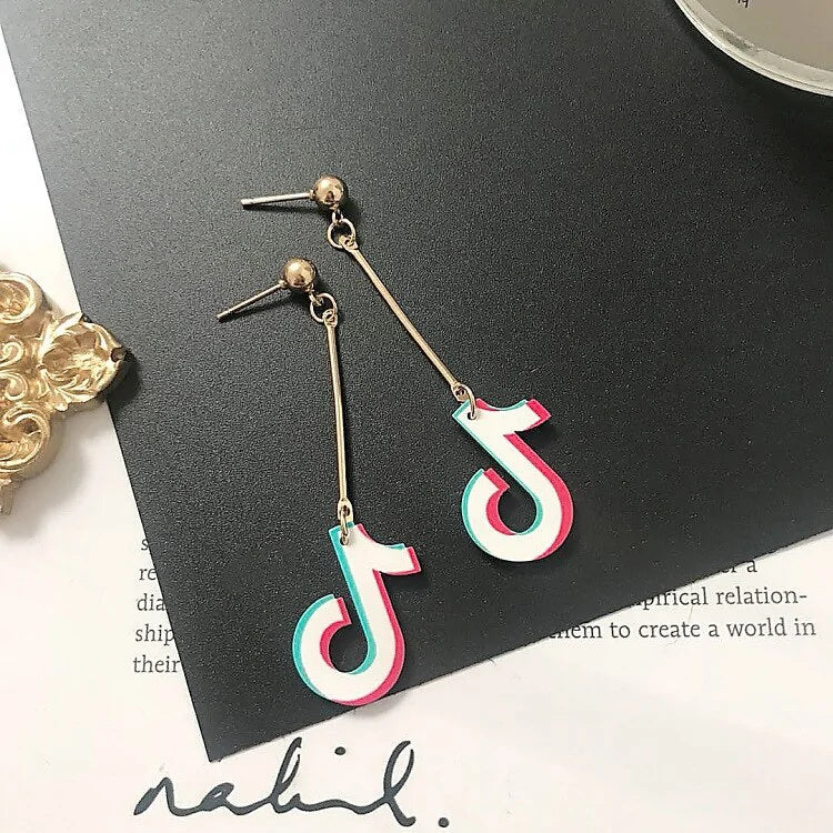 Acrylic Music Note Drop Earrings for Women